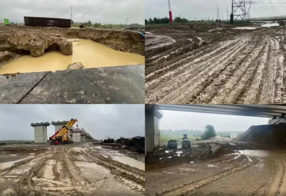 Vremea rea blochează lucrările la autostrada Moldovei. CNAIR: „Utilajele nu pot fi folosite pe șantierele A7”-VIDEO