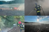 Incendiu de amploare în județul Sibiu. Flăcările au cuprins 10 hectare de vegetație uscată și o groapă de gunoi dezafectată-FOTO