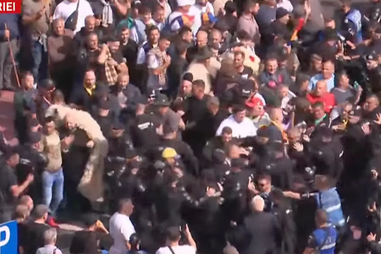 Câteva mii de fermieri protestează în Piața Victoriei